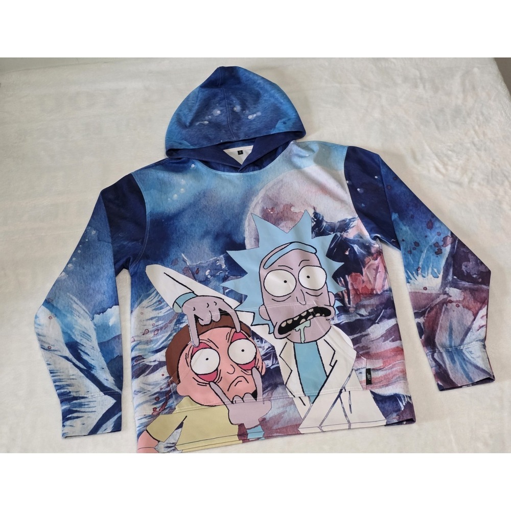 Rick and Morty Adult Unisex Medium graphic hoodie watercolor style design